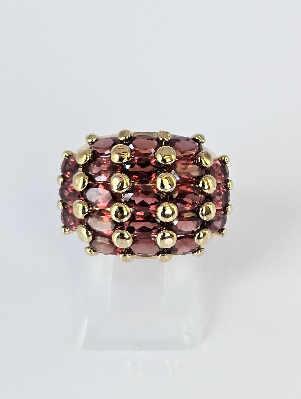 Genuine Victoria Wieck Red Garnet Cluster Ring 14k Vermeil Size 7!